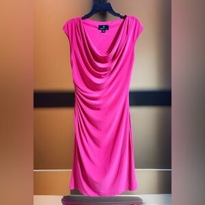 NWT Ronni Nicole Coral Midi Dress w/Ruched Side & Cowl Neckline-8